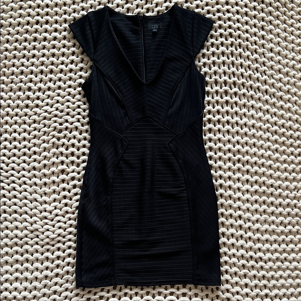 Topshop Black Textured Mini Dress